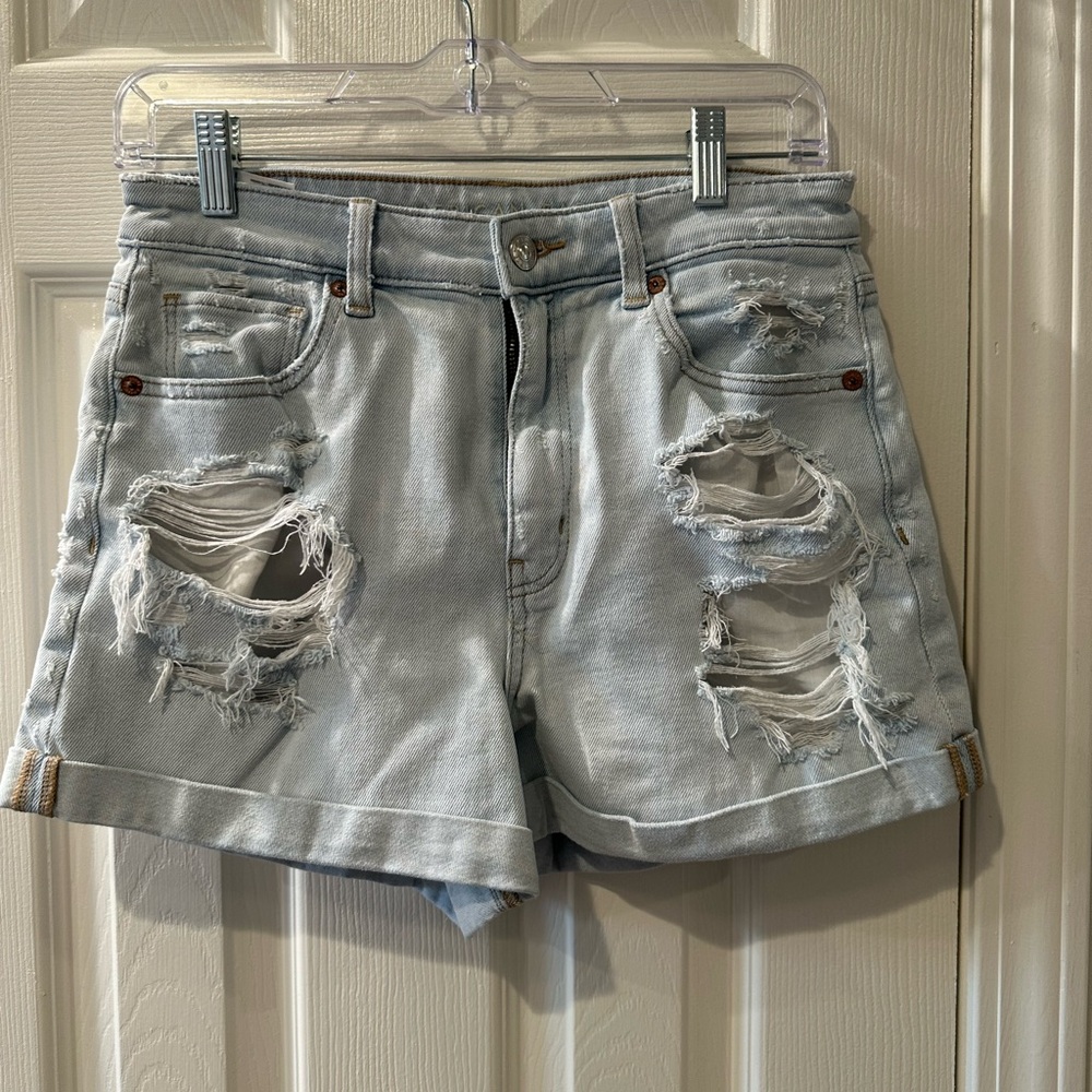 American Eagle Outfitters Ripped Light Blue Jean Shorts